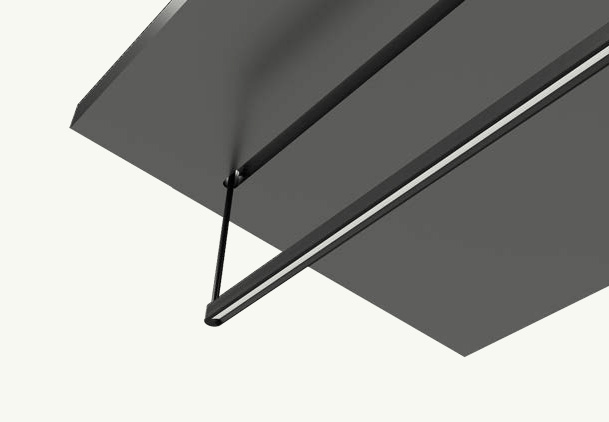 Disegno tecnico per l'installazione del profilo a LED RIFT.