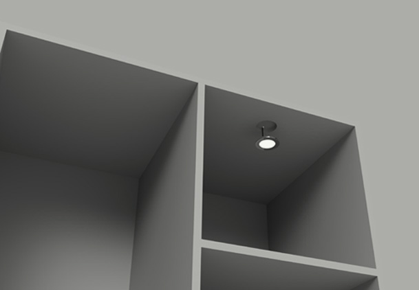Disegno tecnico di come viene installato il faretto TURN Zemis.
