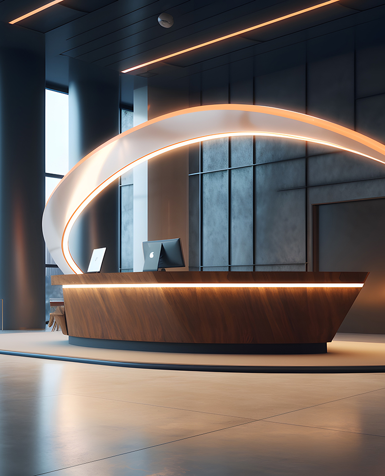 Hall moderna illuminata dal LED siliconico GOME.