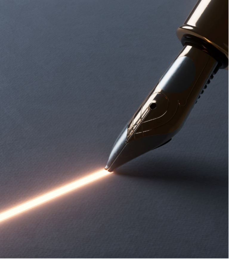 Penna che disegna un fascio di luce luminoso e continuo