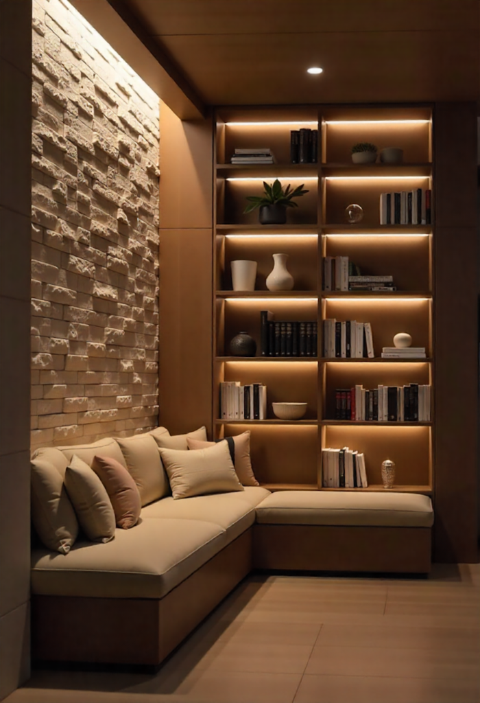 Libreria illuminata da strip led