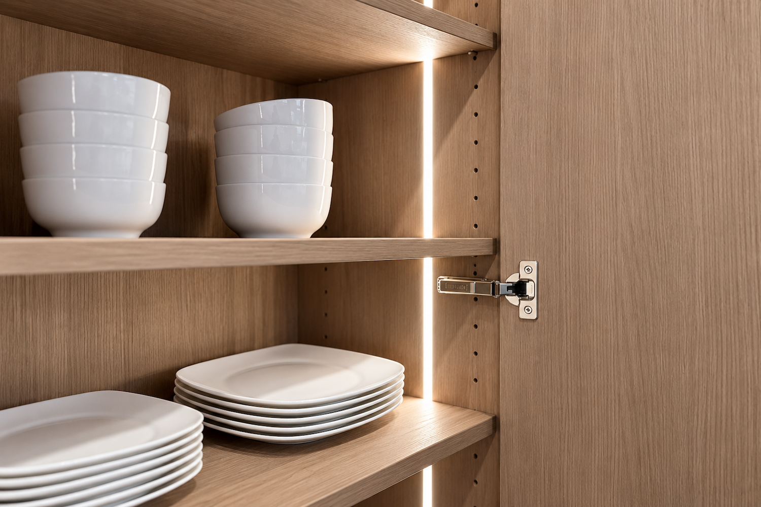 Profilo a led inserito all'interno di un mobile da cucina